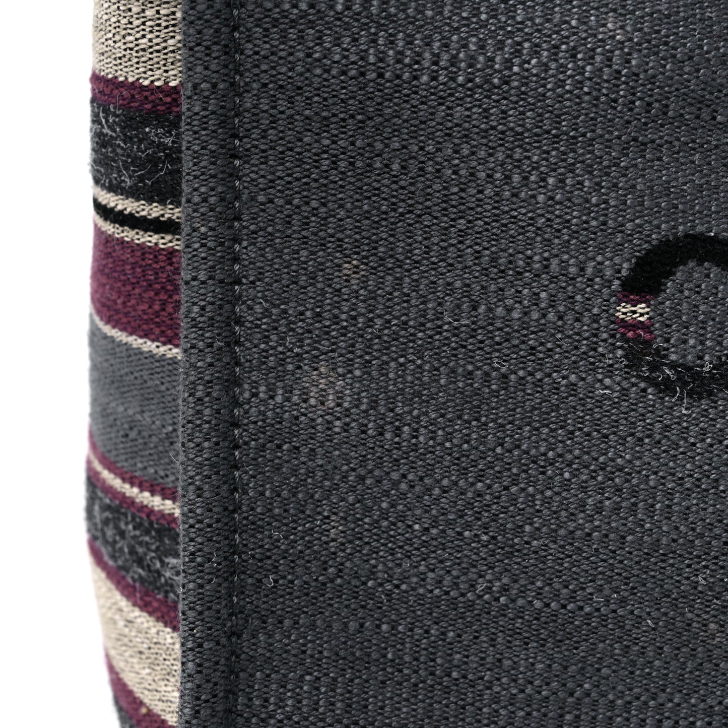 Striped Canvas Medium Deauville Tote Grey