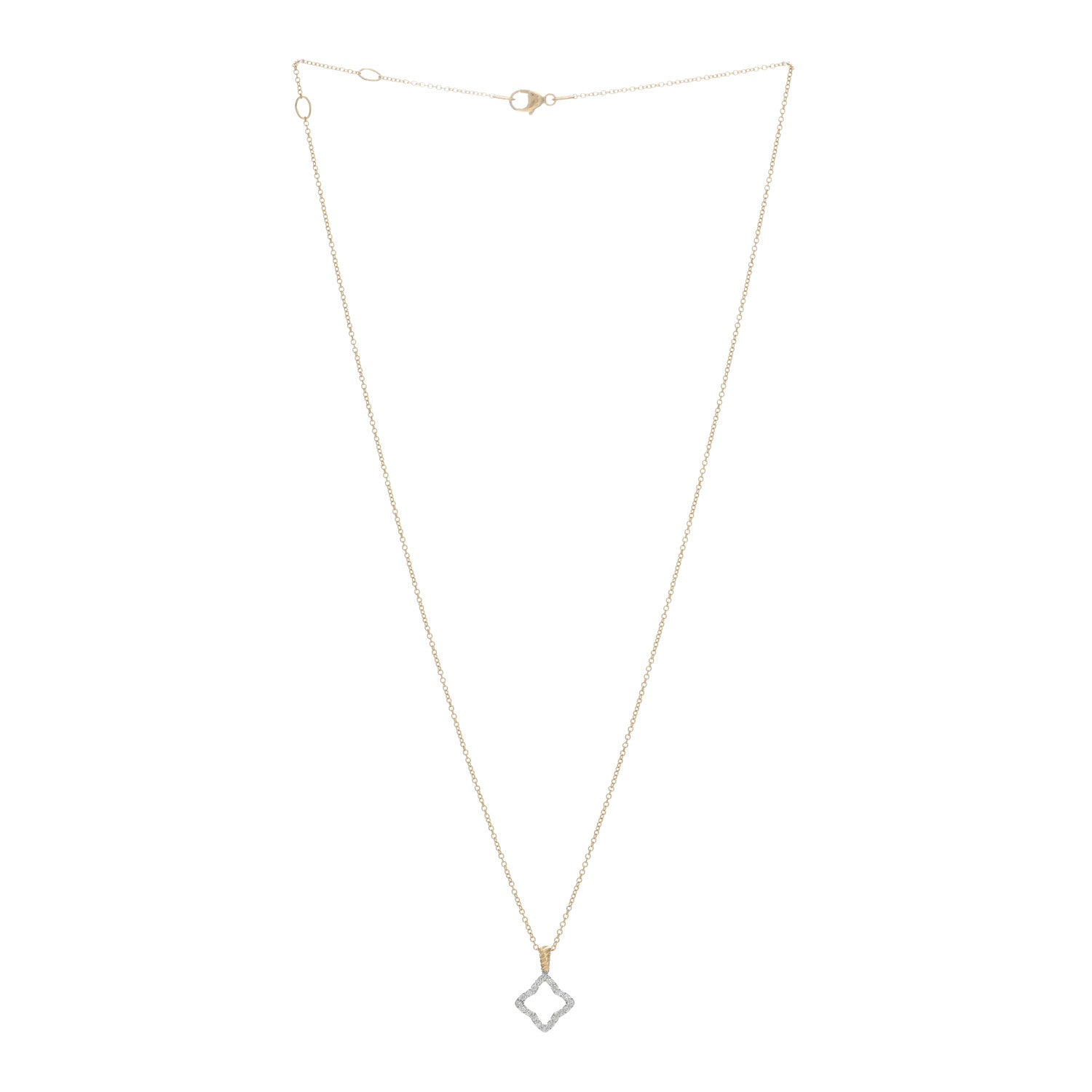 David Yurman 18K Yellow Gold Diamond Cable Collectibles Quatrefoil Pendant Necklace 3 of 4