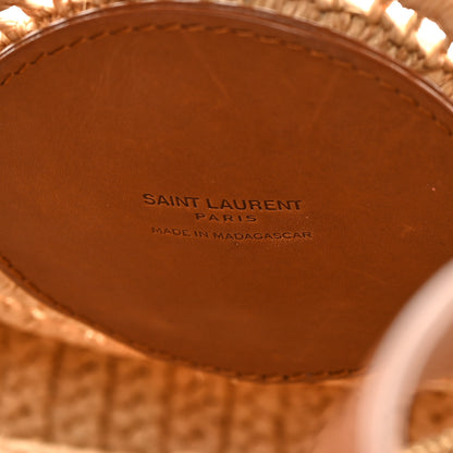 Saint Laurent Raffia Calfskin Round Bag Natural Brick 6 of 11