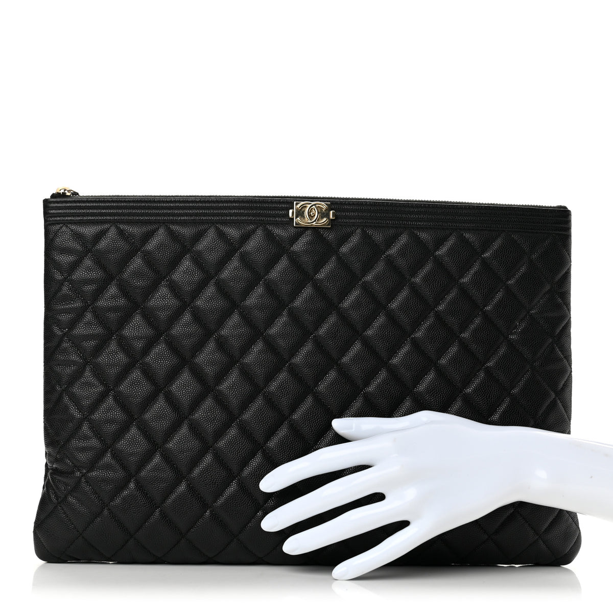 Caviar Quilted Large Boy Cosmetic Case Black