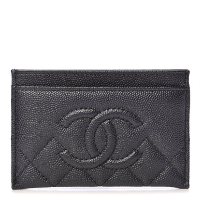 Chanel Metallic Caviar Quilted CC Card Holder Dark Grey 1 of 9