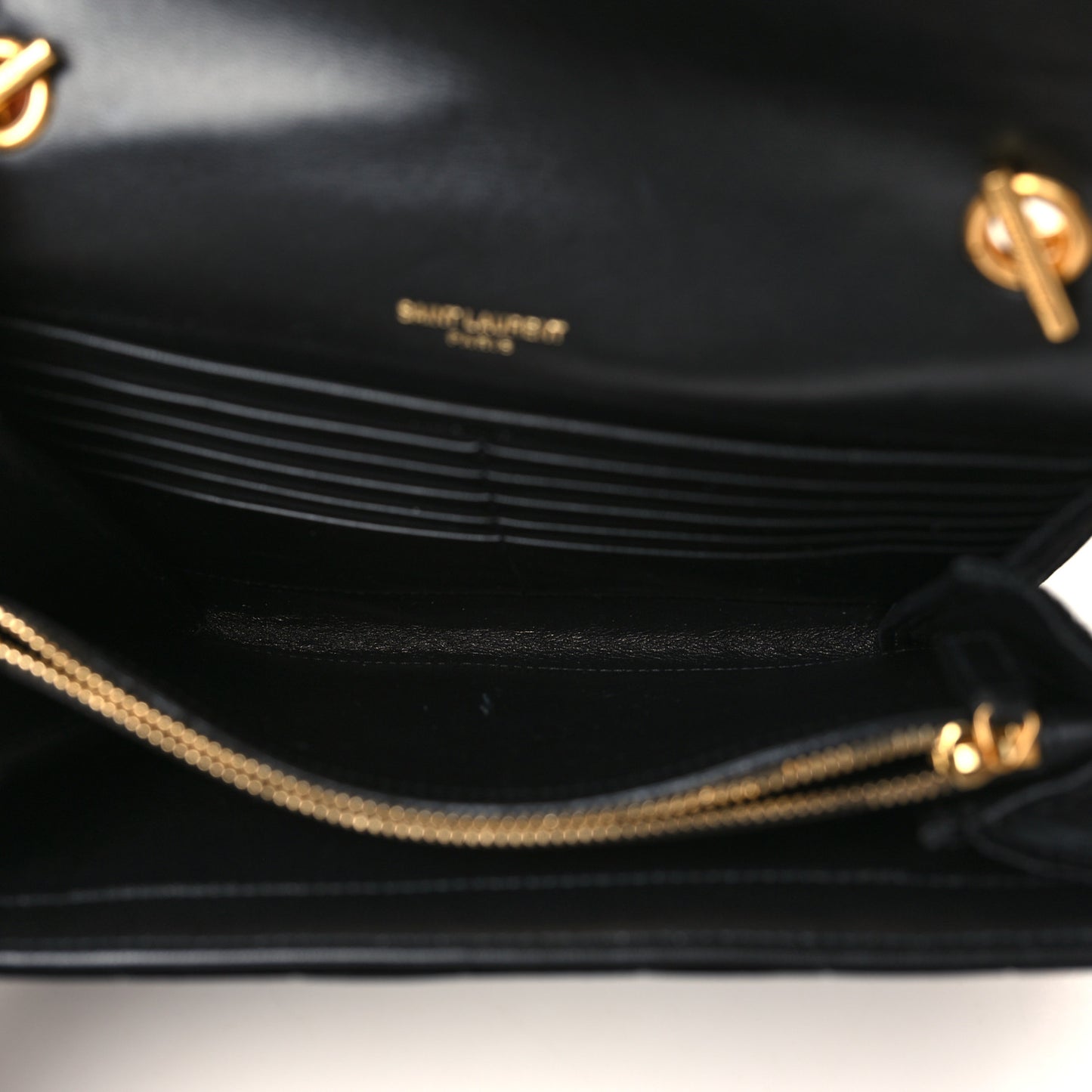 Velvet Matelasse Monogram Vicky Chain Wallet Black