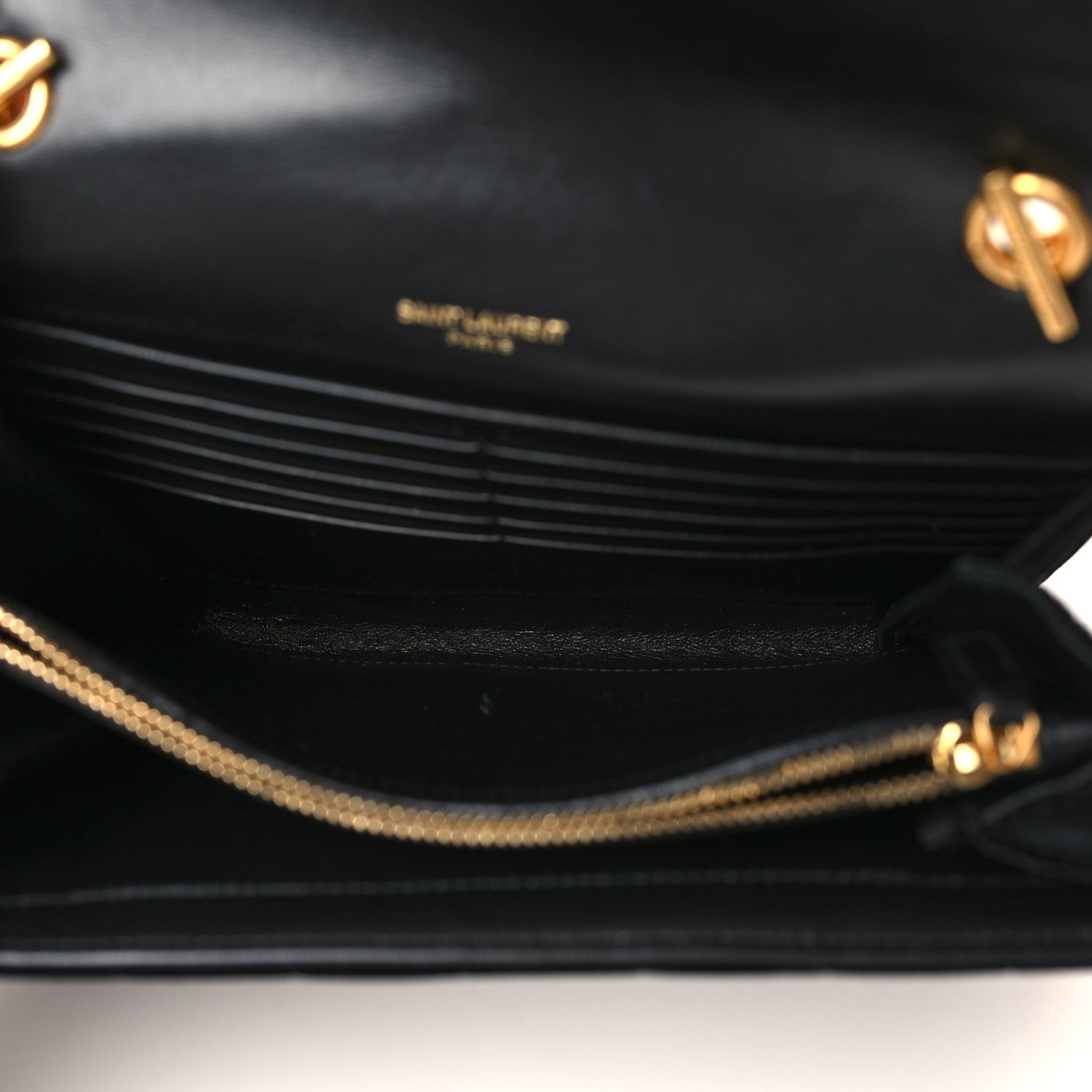 Saint Laurent Velvet Matelasse Monogram Vicky Chain Wallet Black 5 of 9
