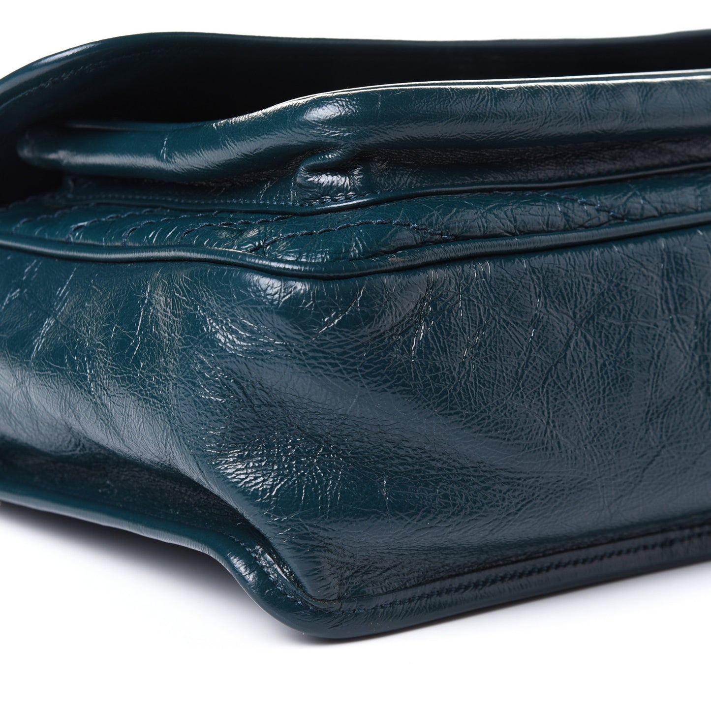 Crinkled Calfskin Matelasse Monogram Medium Niki Chain Satchel Peacock Green