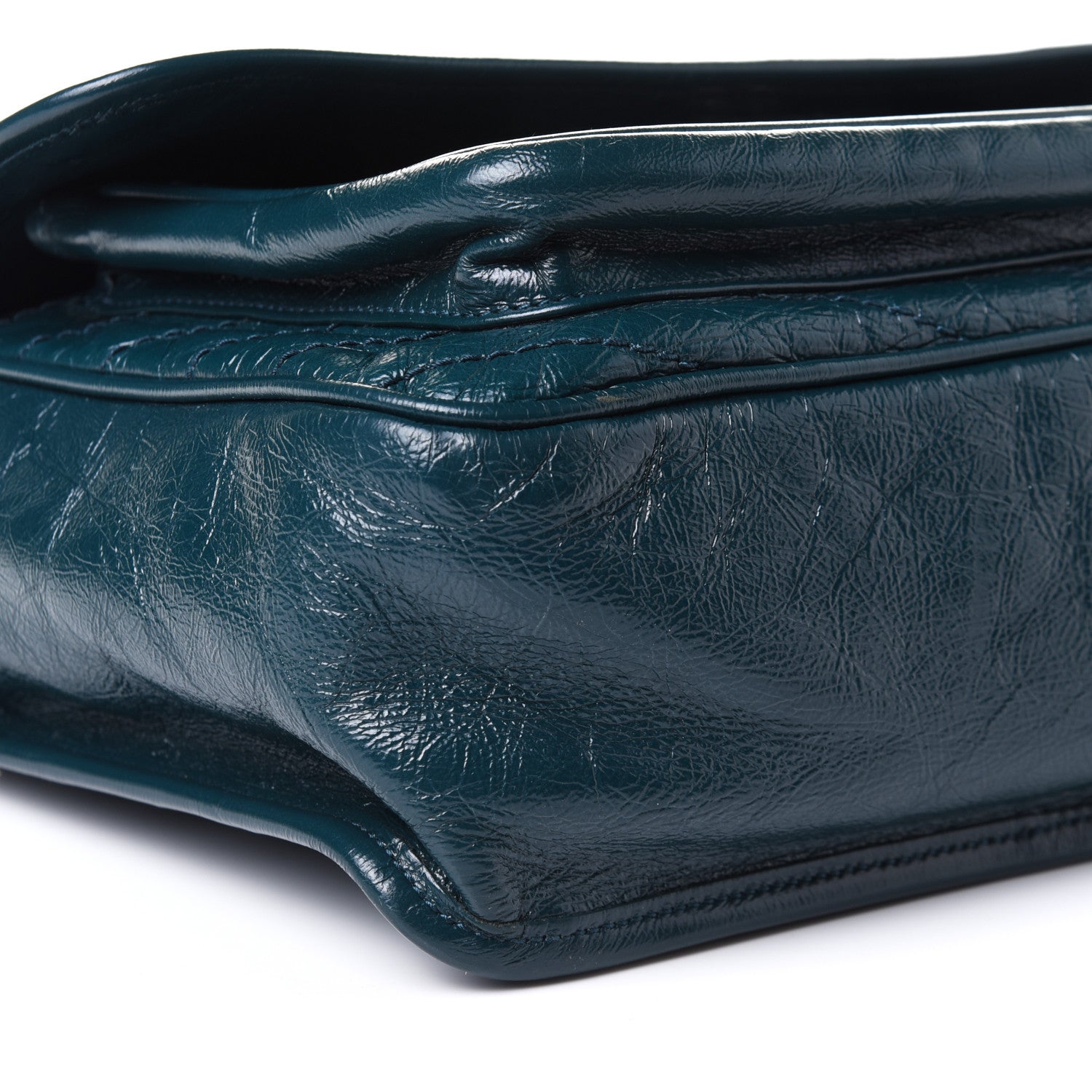 Saint Laurent Crinkled Calfskin Matelasse Monogram Medium Niki Chain Satchel Peacock Green 9 of 9