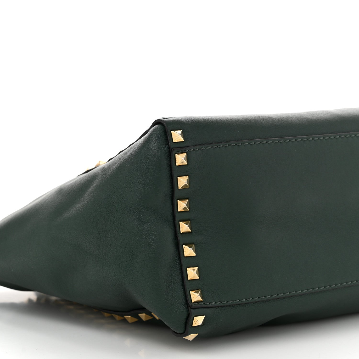 Valentino Garavani Vitello Rockstud Double Handle Tote  Smeraldo 8 of 11