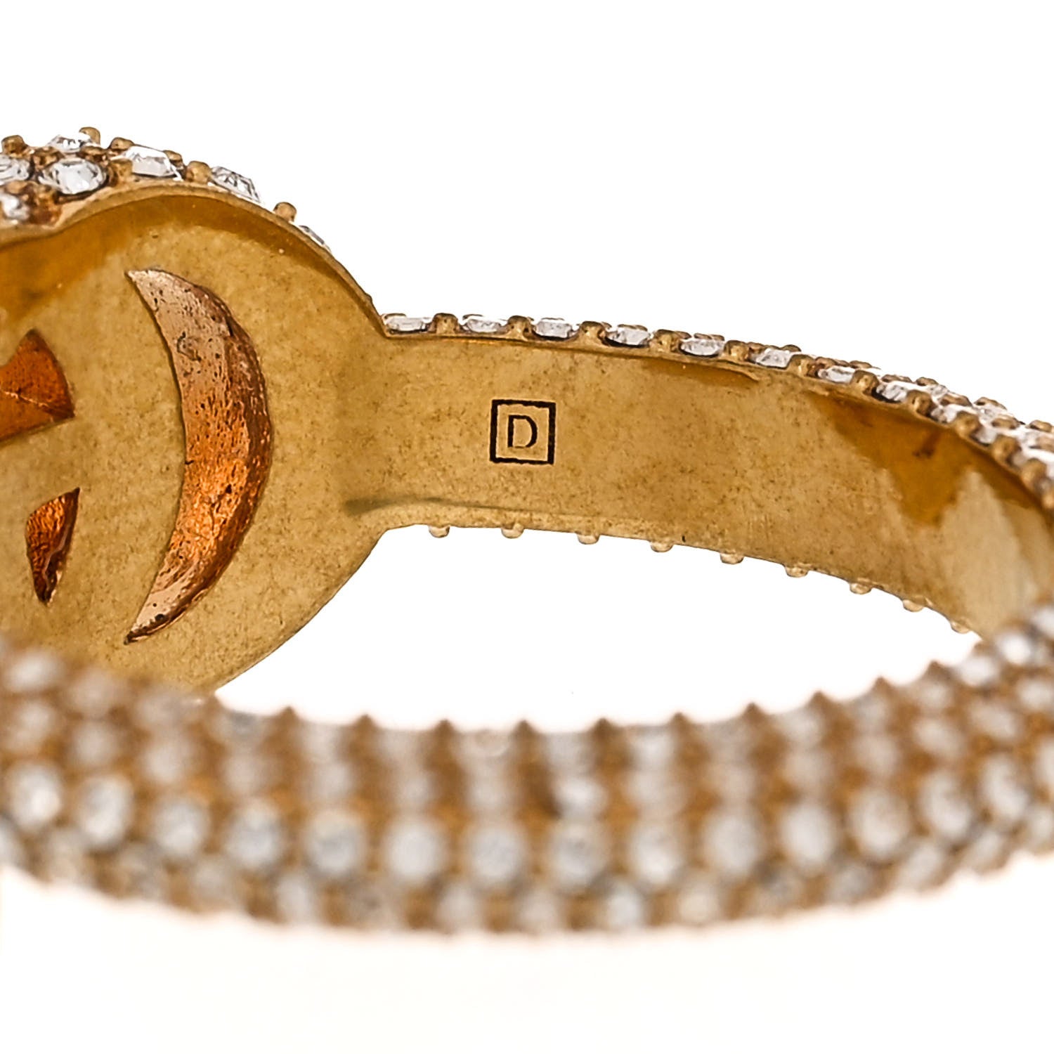 Gucci Crystal Double G Ring M 56 7.5 Aged Gold 6 of 7