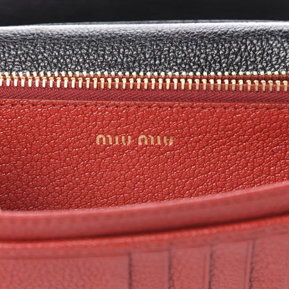 Miu Miu Goatskin Madras Love Envelope Wallet Black 6 of 9
