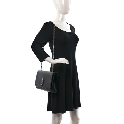 Saint Laurent Grain De Poudre Large Classic Monogram Kate Satchel Black 2 of 9