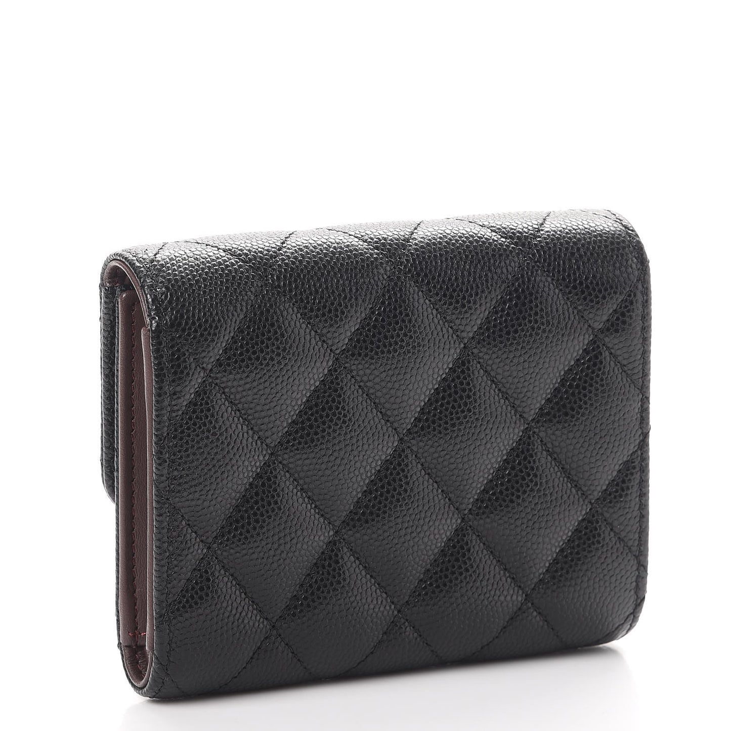 Caviar Quilted Compact Flap Wallet Black