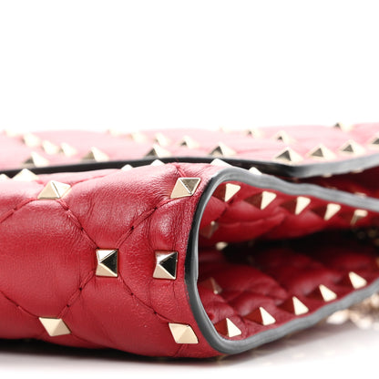 Valentino Garavani Lambskin Rockstud Spike Wallet on Chain Red 9 of 9