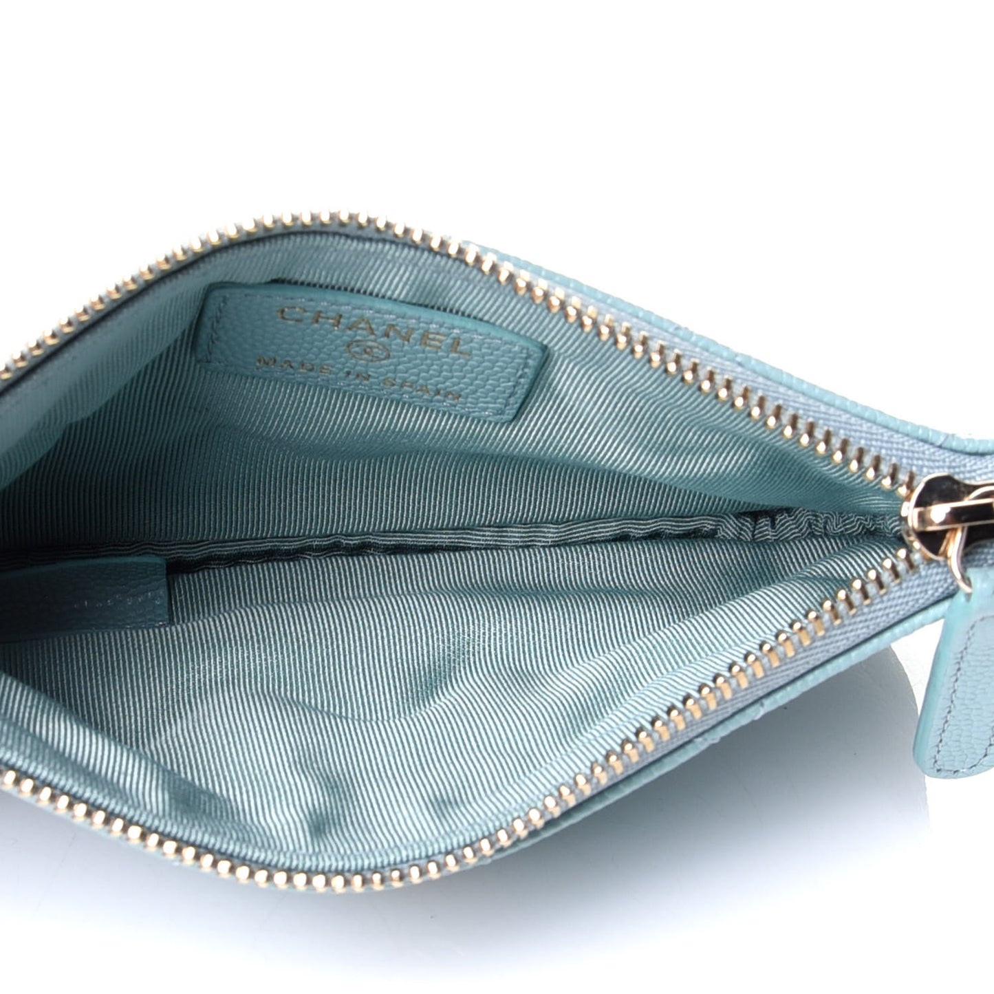 Caviar Quilted Small Cosmetic Case Light Blue