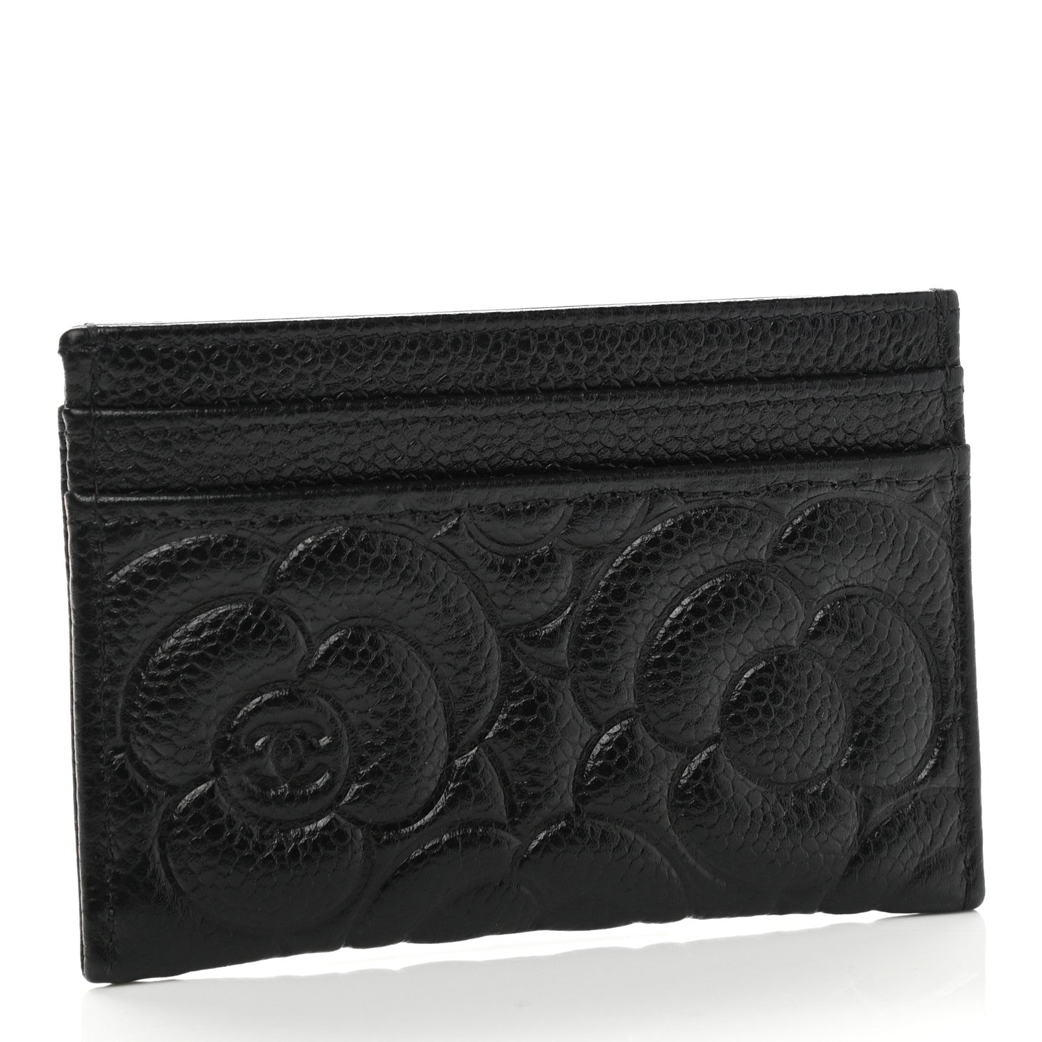 Chanel Caviar Camellia Embossed Card Holder Black 3 of 8