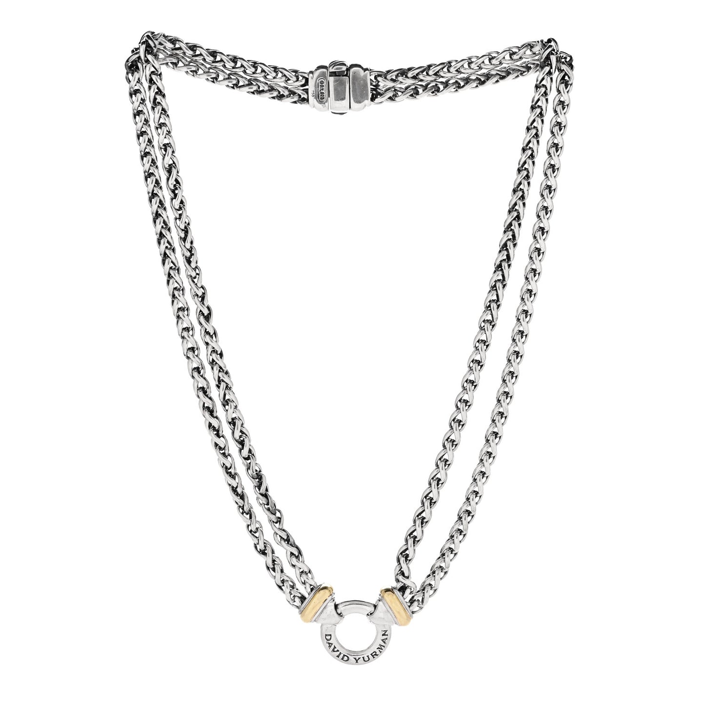 Sterling Silver 18K Yellow Gold 8mm Double Wheat Chain Necklace