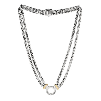 David Yurman Sterling Silver 18K Yellow Gold 8mm Double Wheat Chain Necklace 3 of 6