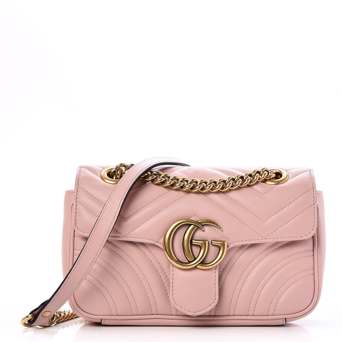 Calfskin Matelasse Mini GG Marmont Shoulder Bag Perfect Pink