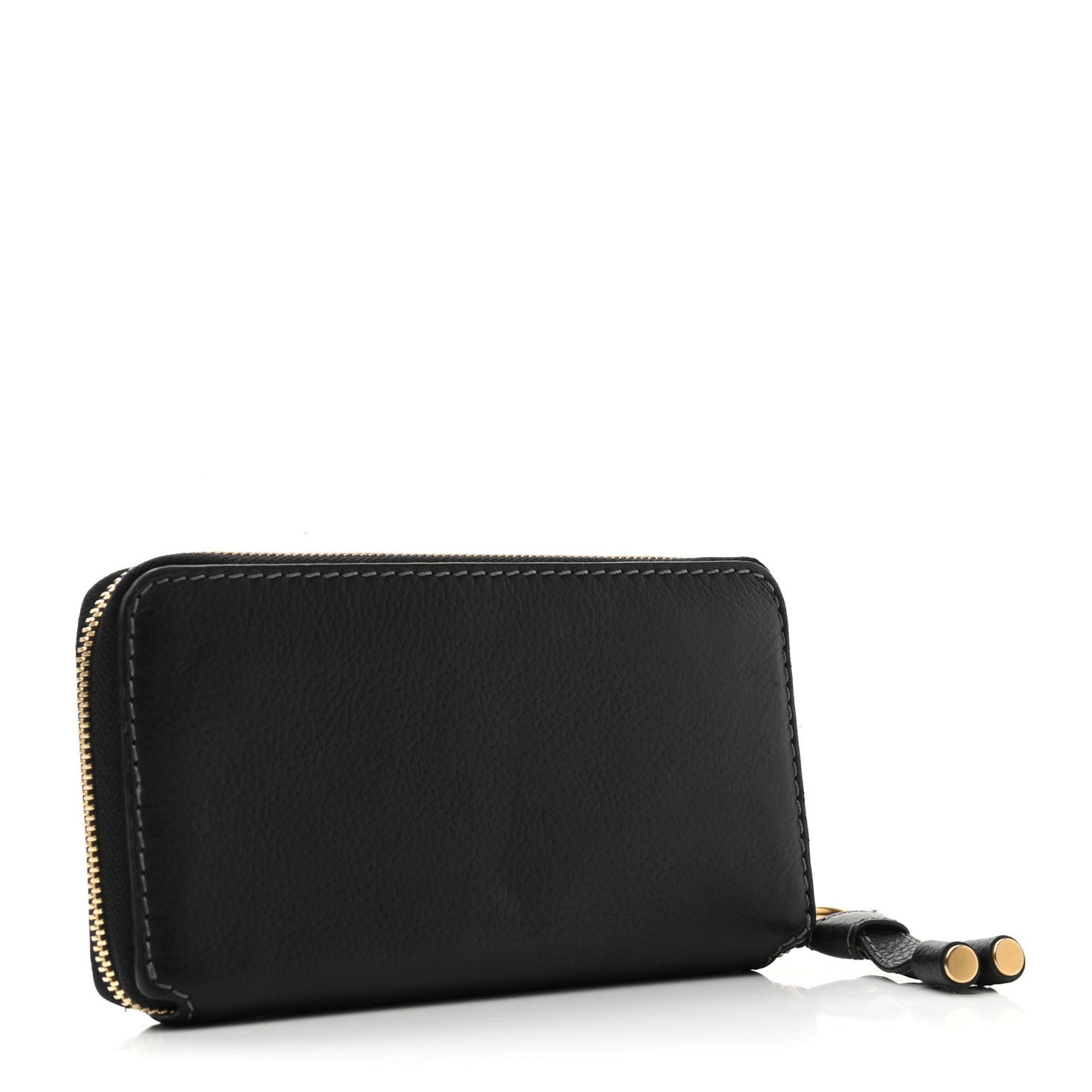 Grained Calfskin Marcie Long Zip Around Wallet Black