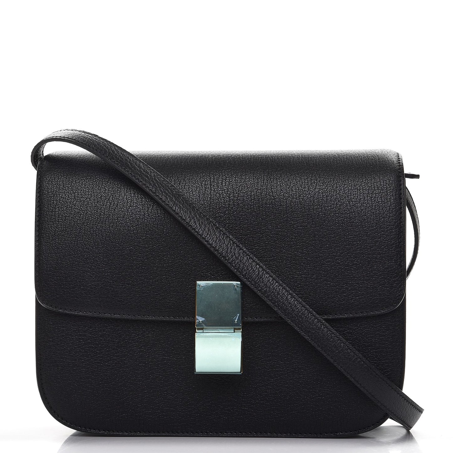 Goatskin Medium Classic Box Flap Bag Black