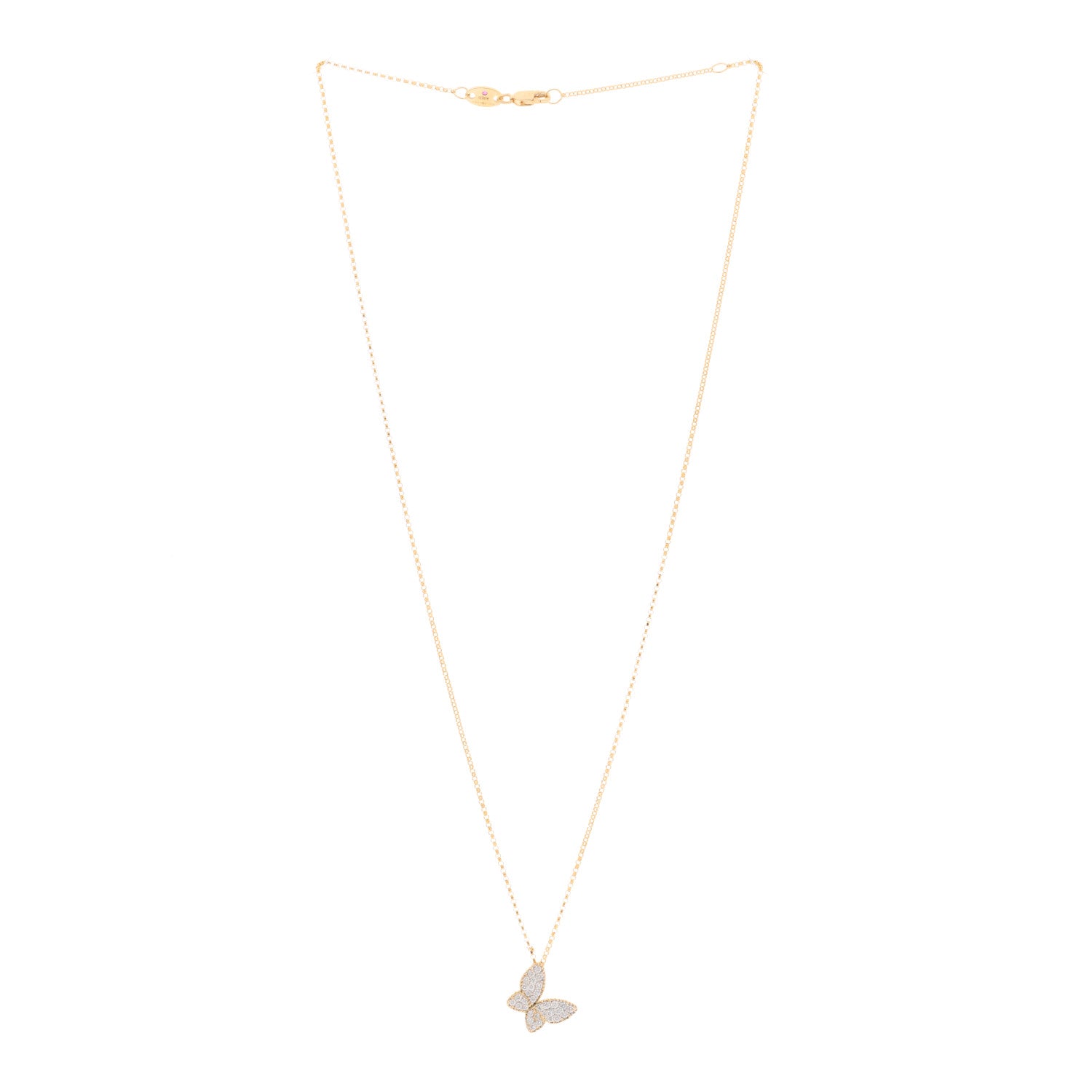 Roberto Coin 18K Yellow Gold Diamond Princess Butterfly Pendant Necklace 2 of 4