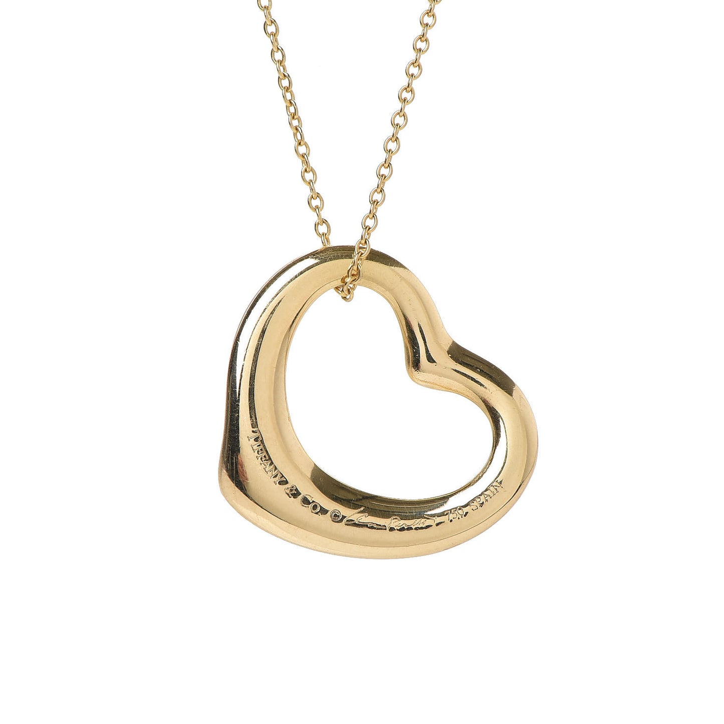 18K Yellow Gold 22mm Elsa Peretti Open Heart Pendant Necklace