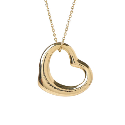 Tiffany 18K Yellow Gold 22mm Elsa Peretti Open Heart Pendant Necklace 6 of 6