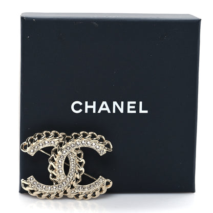 Chanel Lambskin Crystal Vintage Allure CC Chain Brooch Black Gold 4 of 4
