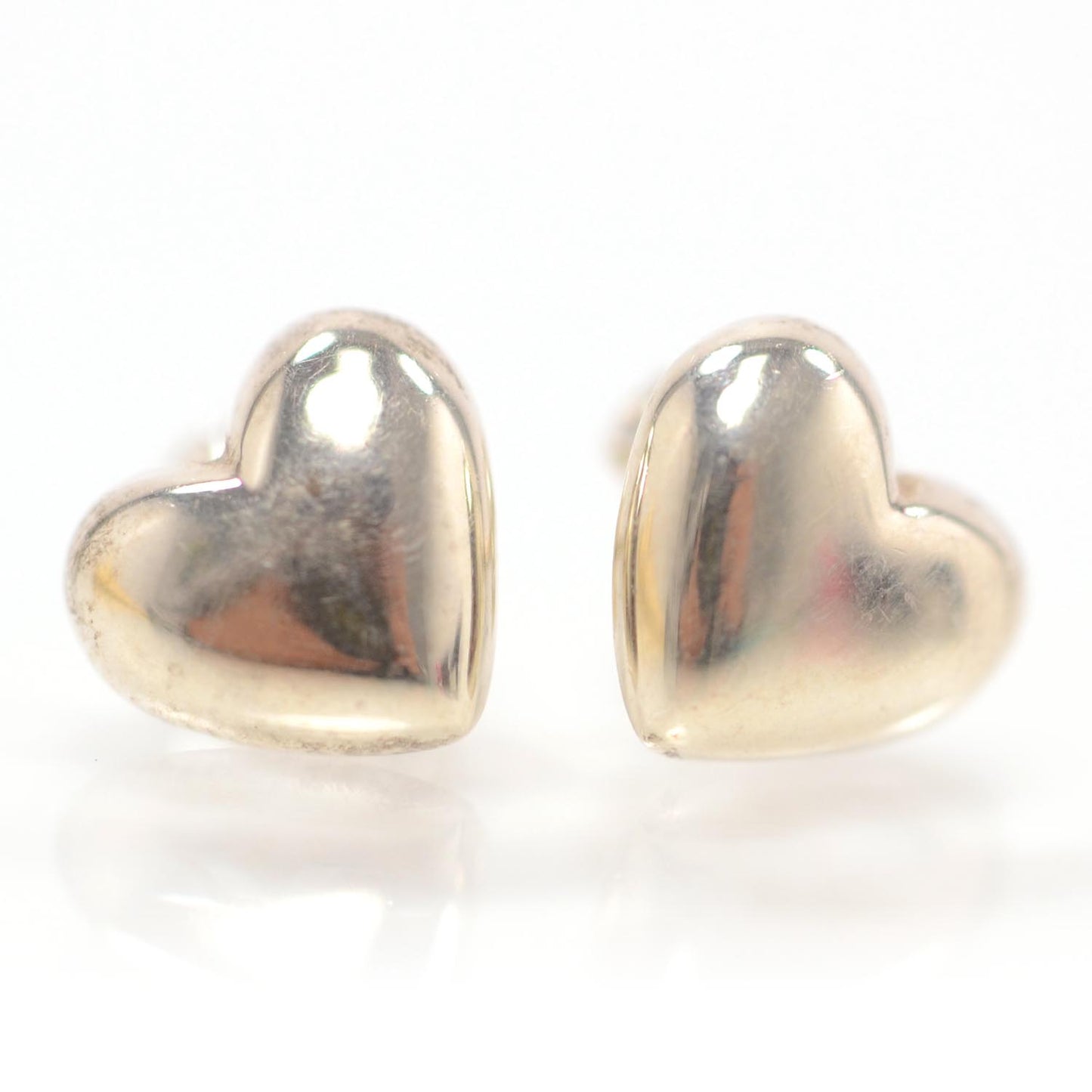 Sterling Silver Puff Heart Earrings