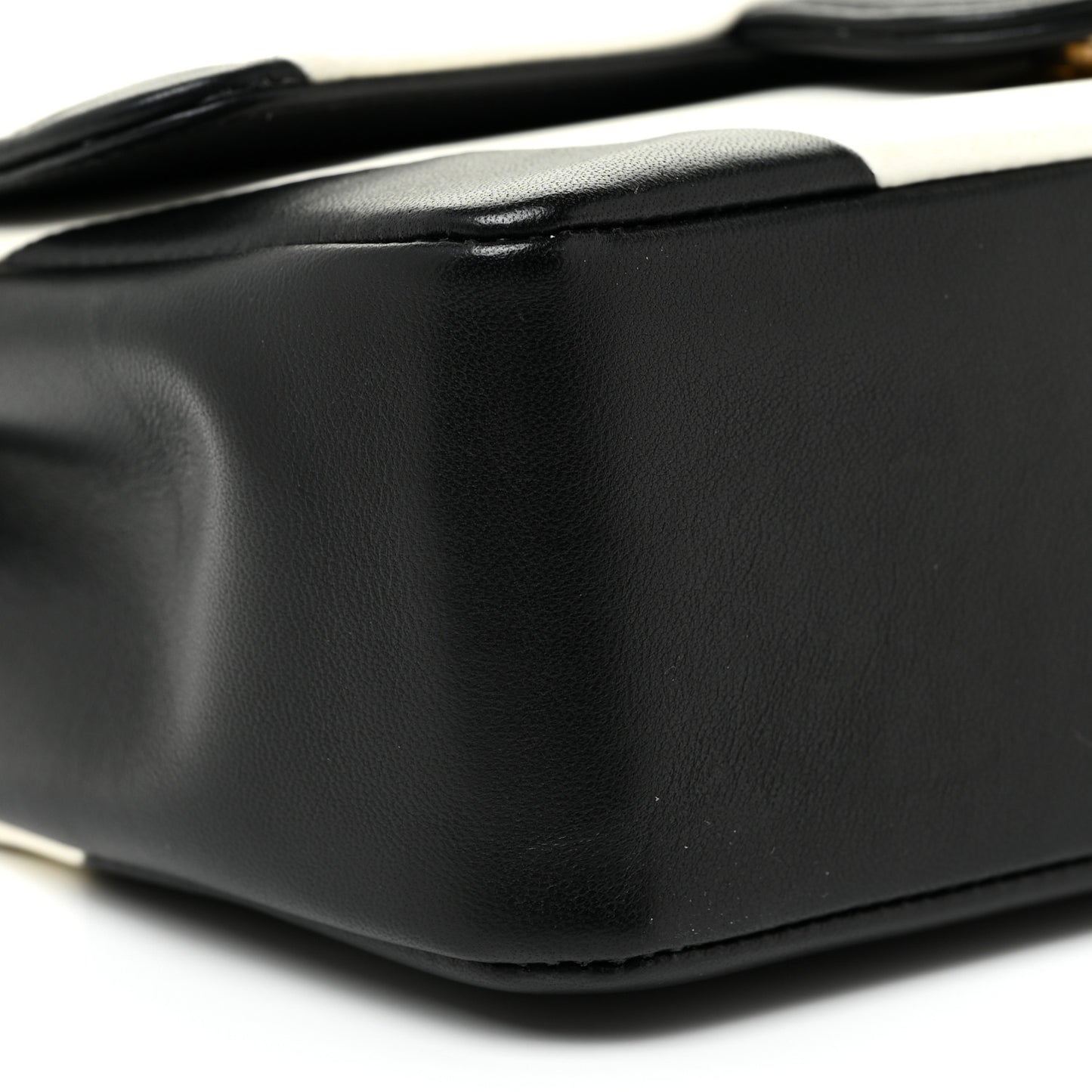 Lambskin Geometric Patchwork Mini Flap Black White