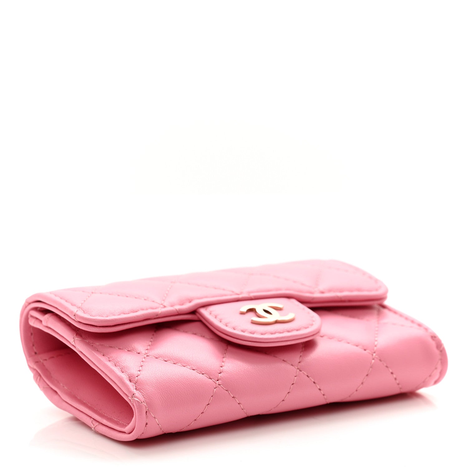 Chanel Lambskin Quilted Flap Card Holder Wallet Pink 4 of 8