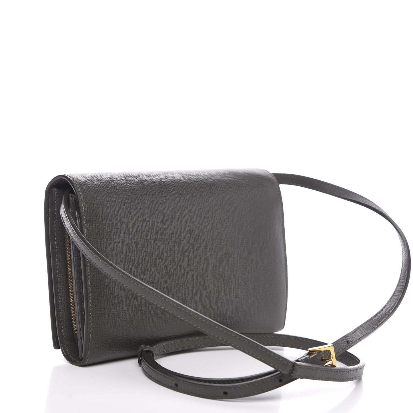 Calfskin Wallet On Strap Light Grey