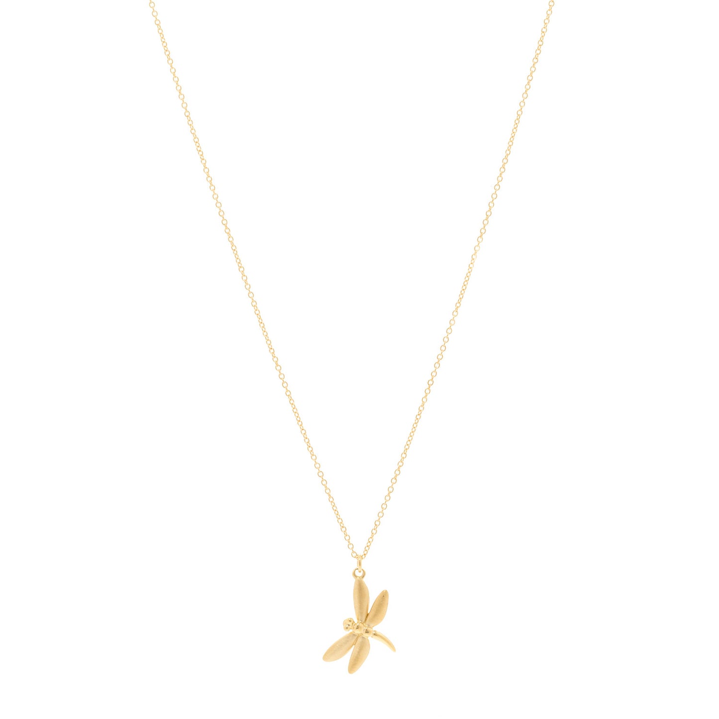 18K Yellow Gold Dragonfly Pendant Necklace