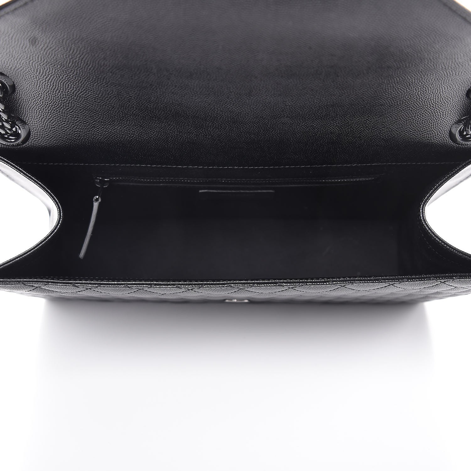 Saint Laurent Grain De Poudre Textured Mixed Matelasse Large Triquilt Monogram Monochrome Satchel Black 5 of 8