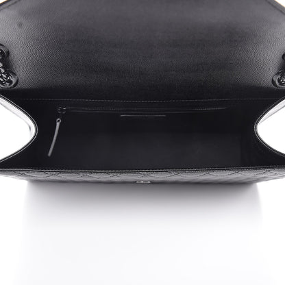 Saint Laurent Grain De Poudre Textured Mixed Matelasse Large Triquilt Monogram Monochrome Satchel Black 5 of 8