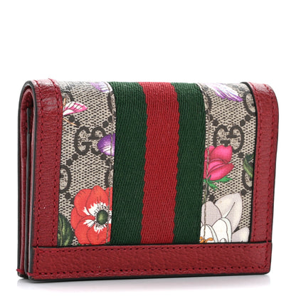 Gucci GG Supreme Monogram Flora Web Ophidia Card Case Red 3 of 11