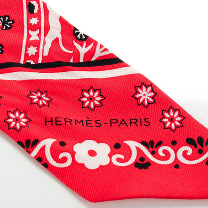 Hermes Silk Peuple Du Vent Bandana Twilly Rouge Noir Blanc 5 of 6