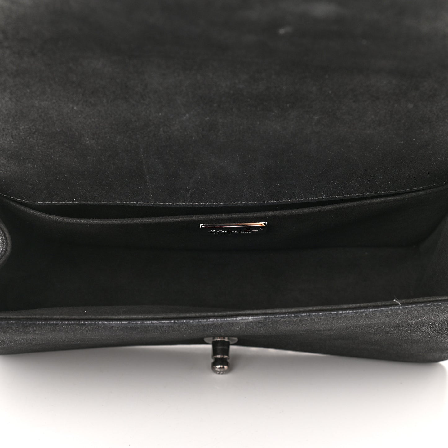 Patent Iridescent Calfskin Sequin Medium Boy Flap Bag Black