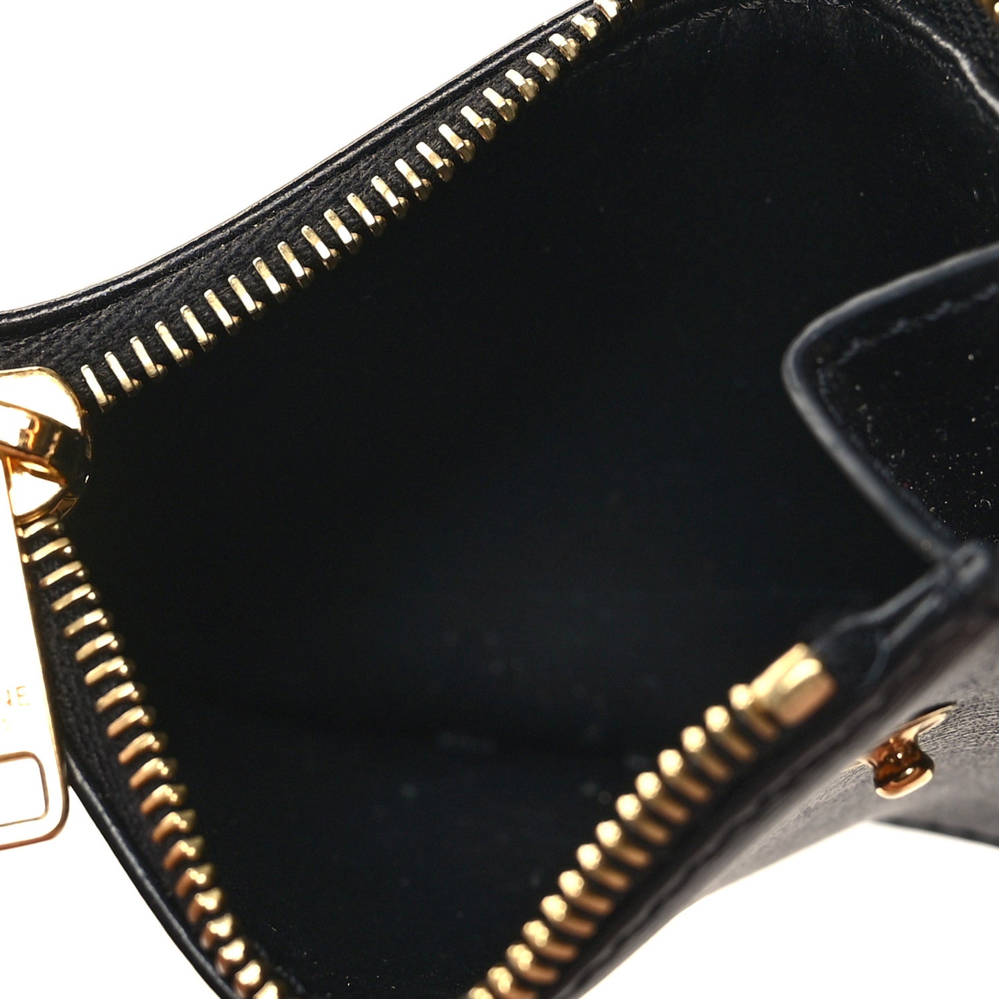 Calfskin Compact Triomphe Wallet With Coin Purse Black