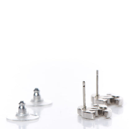 Chanel Crystal Mini Timeless CC Earrings Silver 5 of 5