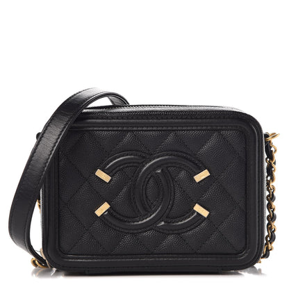 Chanel Caviar Quilted CC Filigree Vanity Clutch With Chain Black 1 of 7