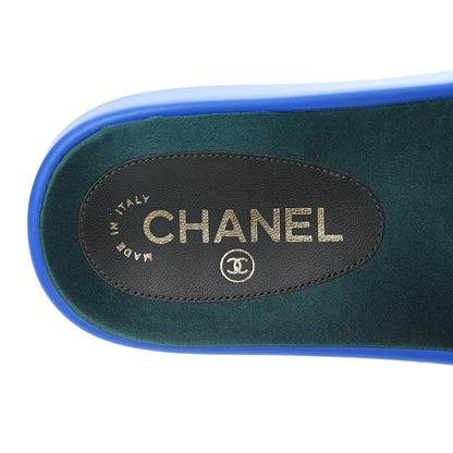 Chanel Canvas Chain Flat Sandals 39 Bright Blue 7 of 9