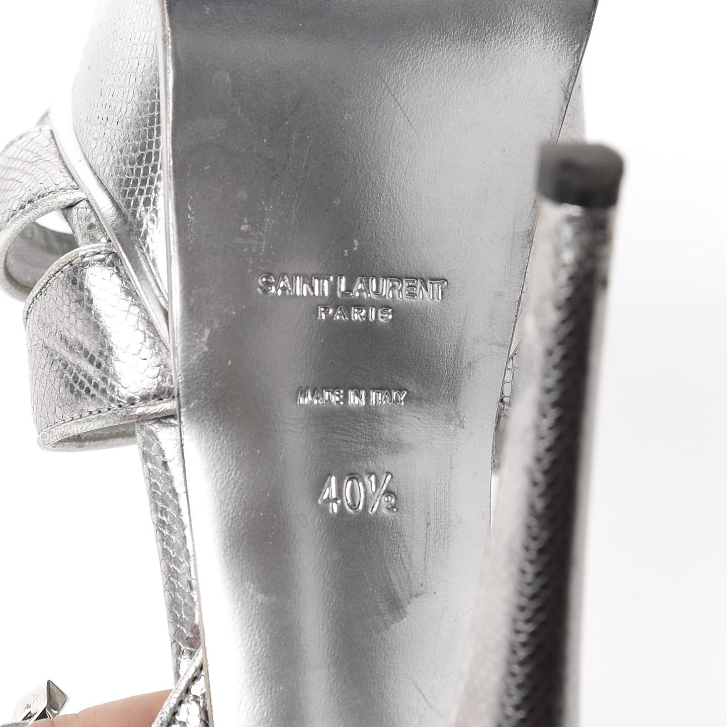 Metallic Calfskin Tribute 105 Platform Sandals 40.5 Silver
