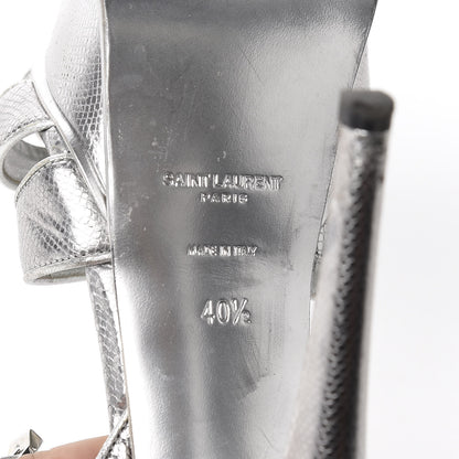 Saint Laurent Metallic Calfskin Tribute 105 Platform Sandals 40.5 Silver 10 of 11