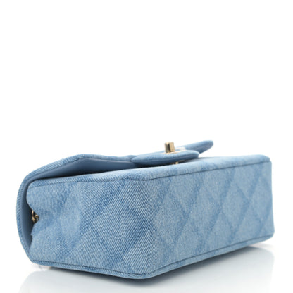 Chanel Printed Denim Quilted Mini Rectangular Flap Light Blue 4 of 9