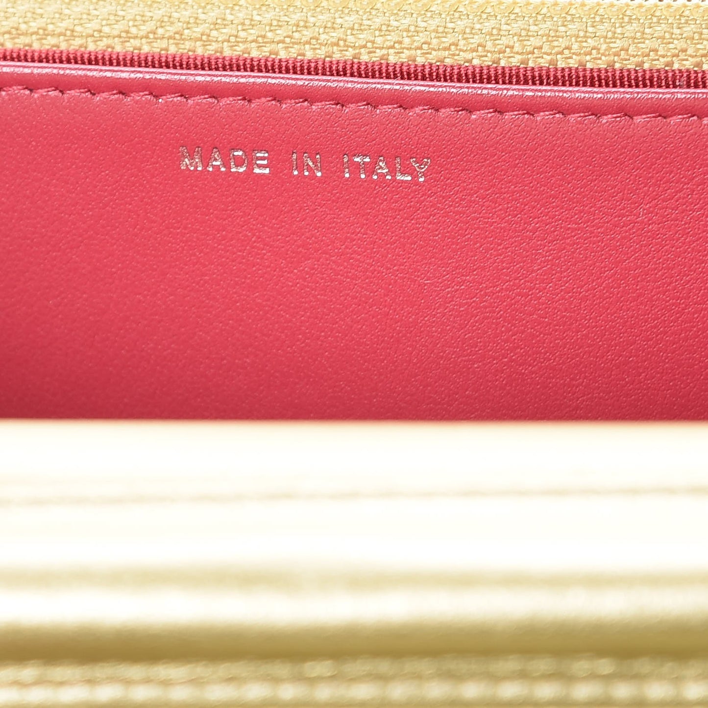 Metallic Aged Calfskin Quilted Gabrielle Wallet On Chain WOC Gold