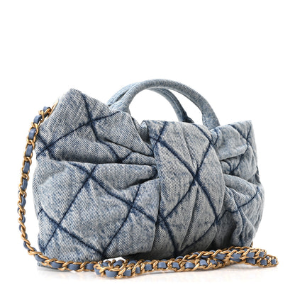 Chanel Washed Denim Quilted Mini Bow Bag Blue 2 of 9