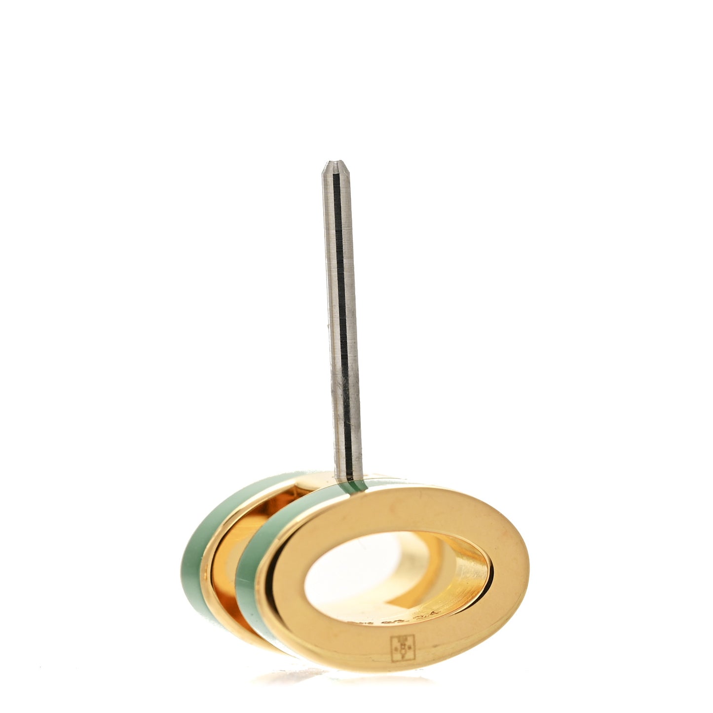 Gold Lacquered Mini Pop H Earrings Malachite
