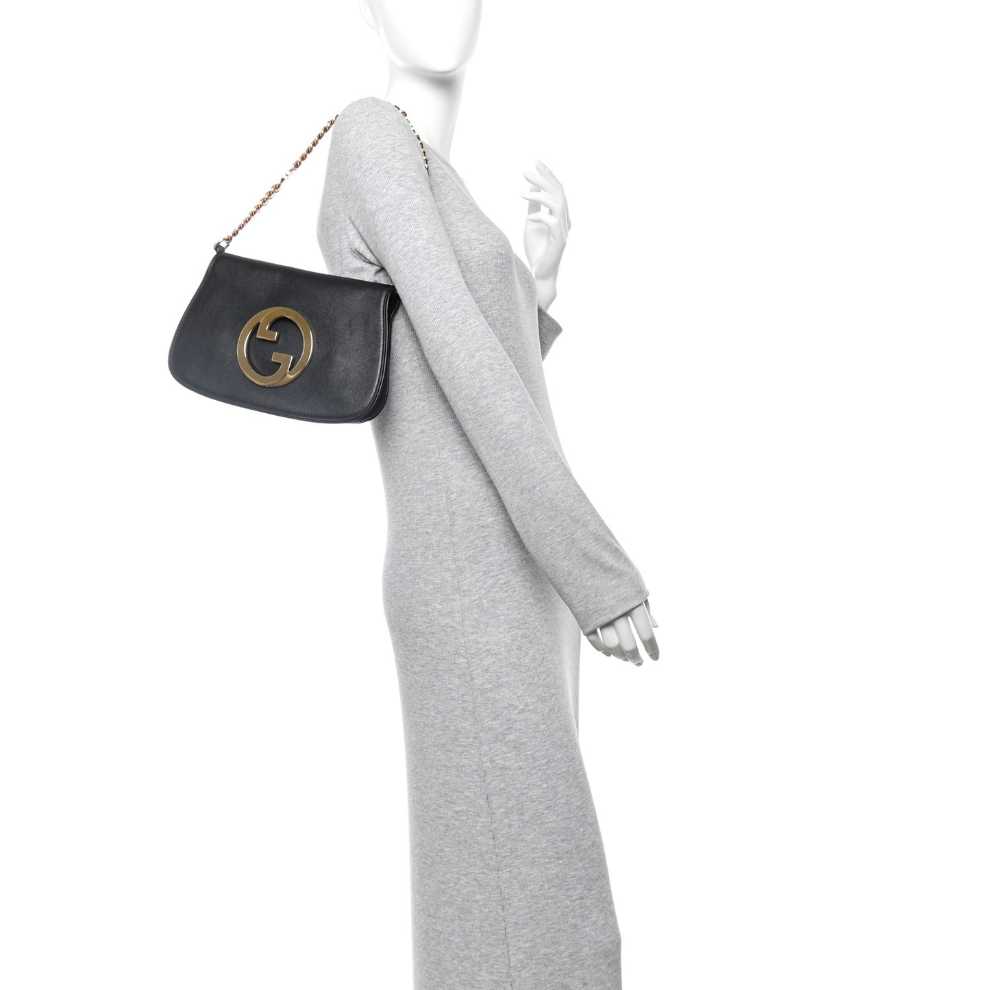 Roxy Calfskin Blondie Chain Shoulder Flap Bag Black