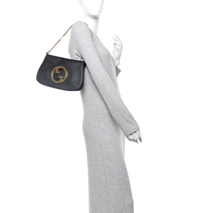 Gucci Roxy Calfskin Blondie Chain Shoulder Flap Bag Black 2 of 10