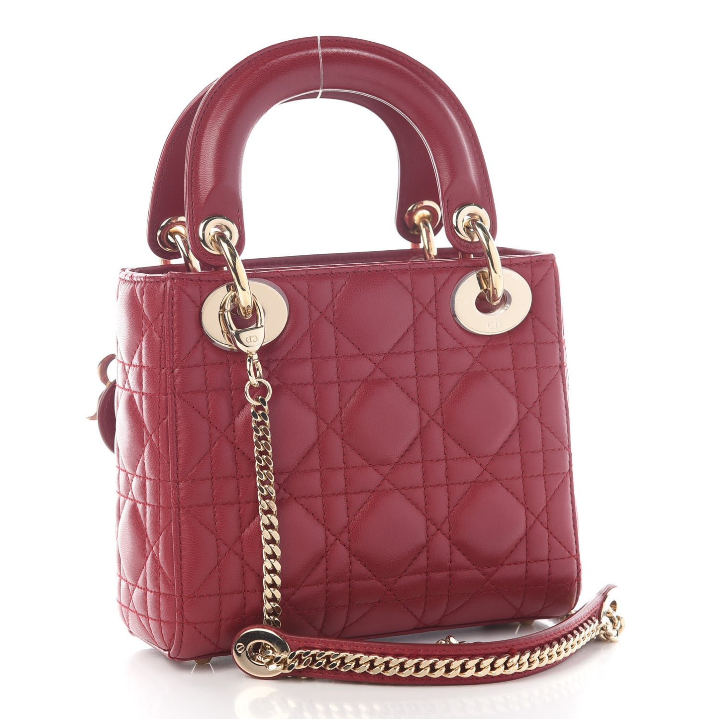 Lambskin Cannage Mini Lady Dior Burgundy