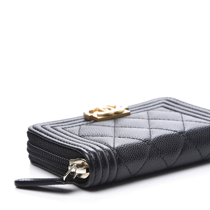 Chanel Caviar Quilted Boy Zip Around Coin Purse Wallet Black 7 of 9